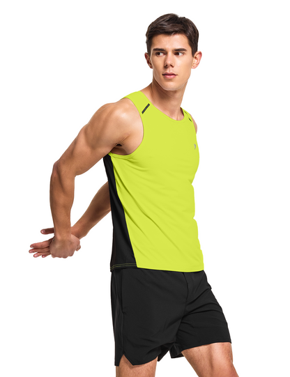 mens running workout gym swim tank top neon yellow