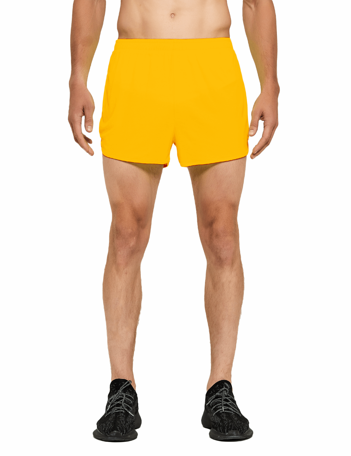 mens 3 inch yellow running shorts