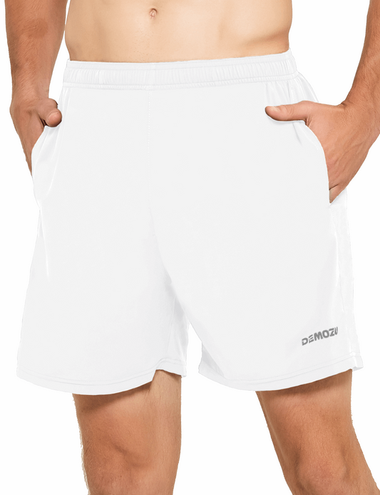 mens 5 inch running tennis shorts white