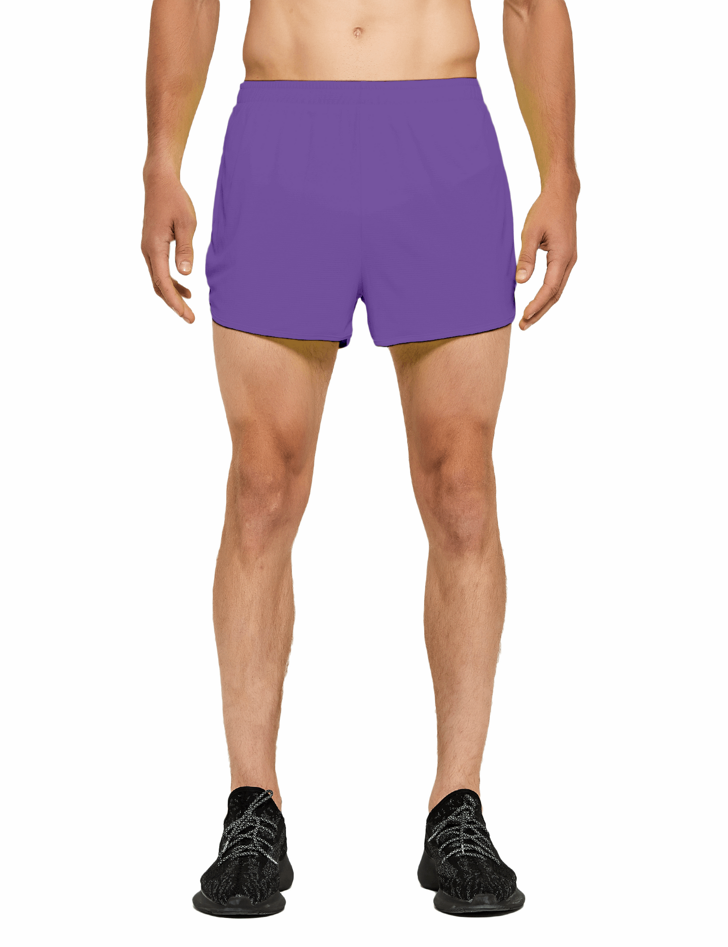 mens 3 inch purple running shorts