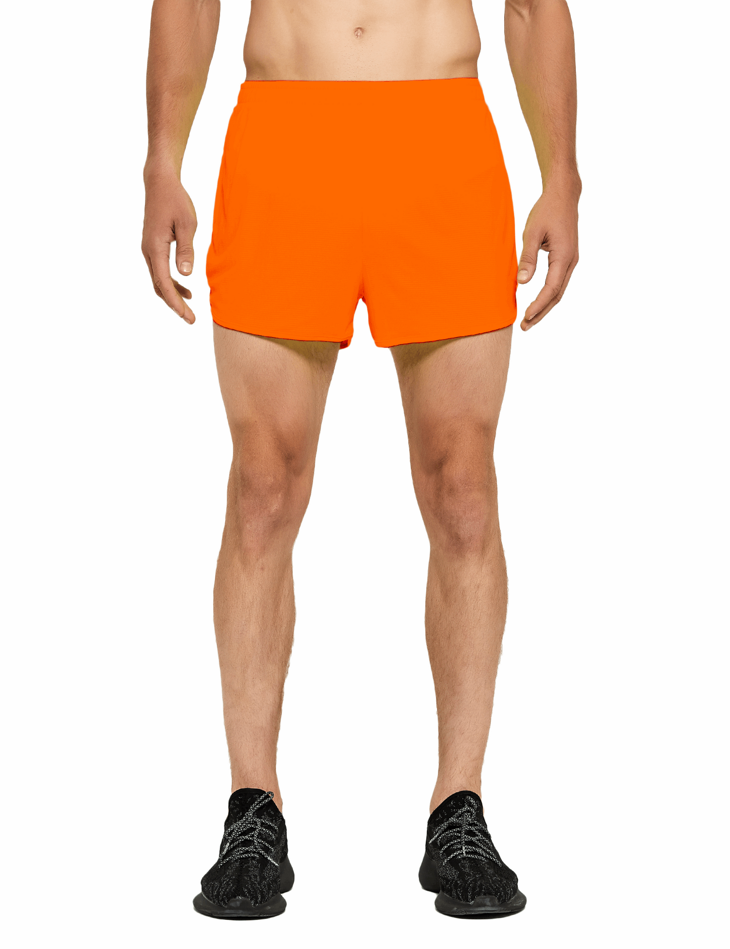 mens 3 inch neon orange running shorts