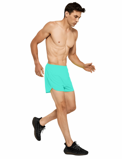 mens 3 inch mint blue running shorts