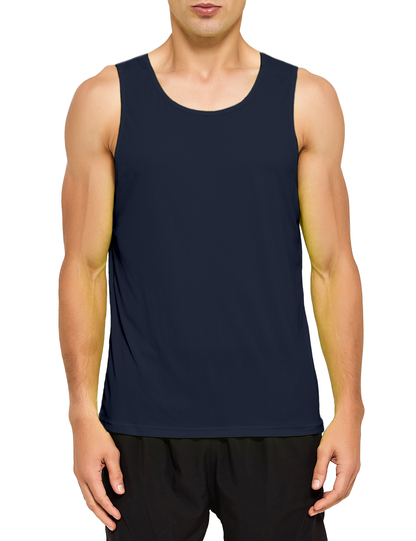 mens running athletic workout tank top navy blue