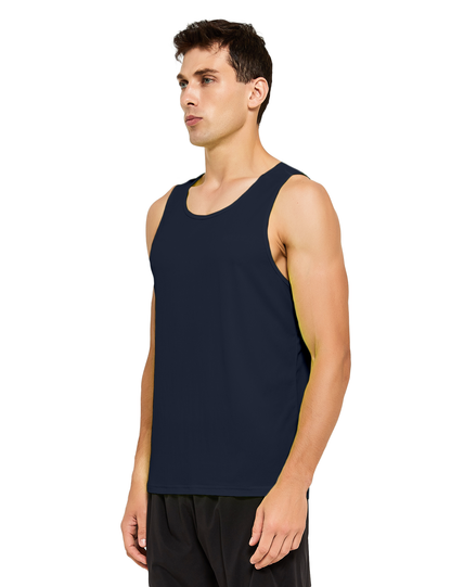 mens running athletic workout tank top navy blue