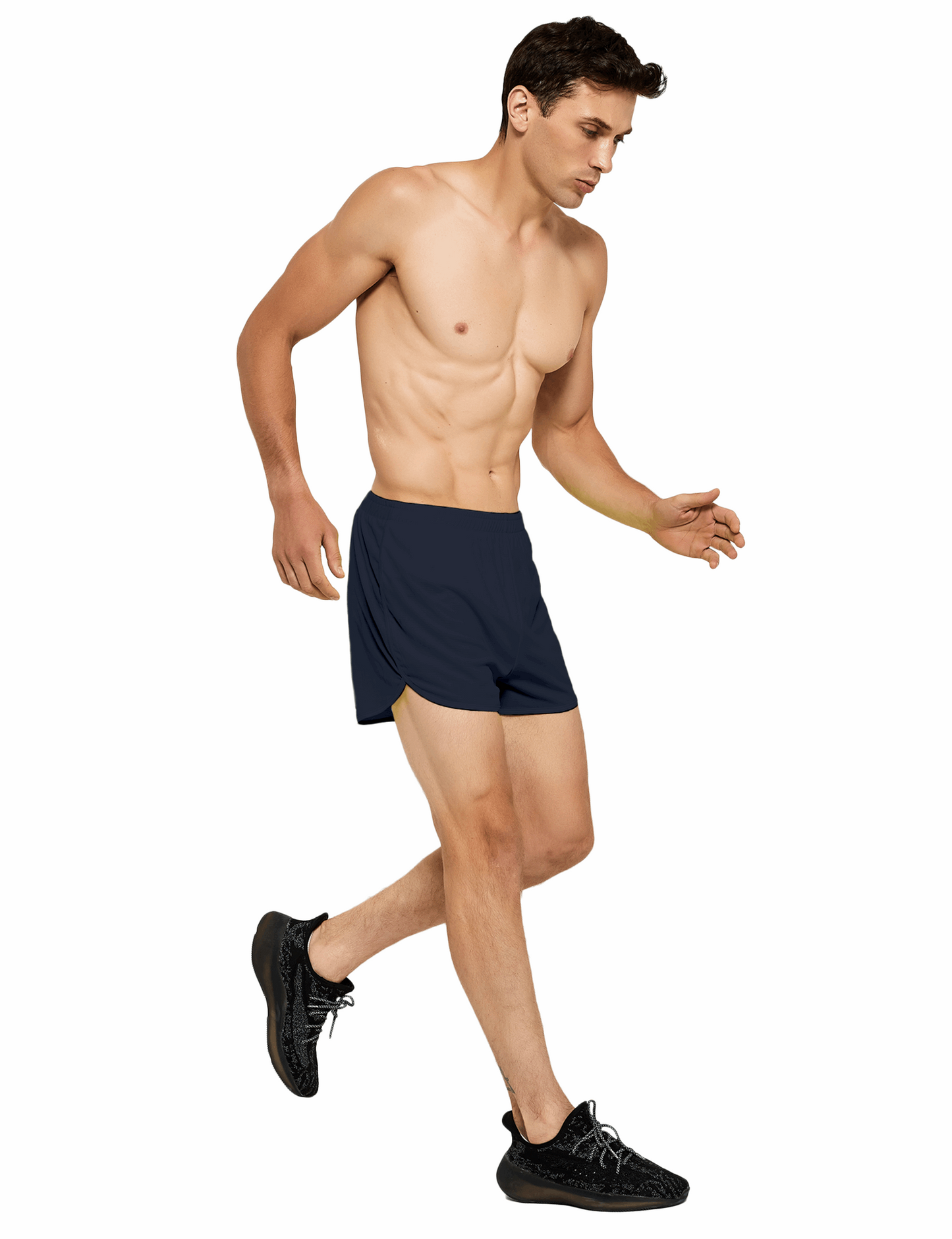 mens 3 inch navy blue running shorts