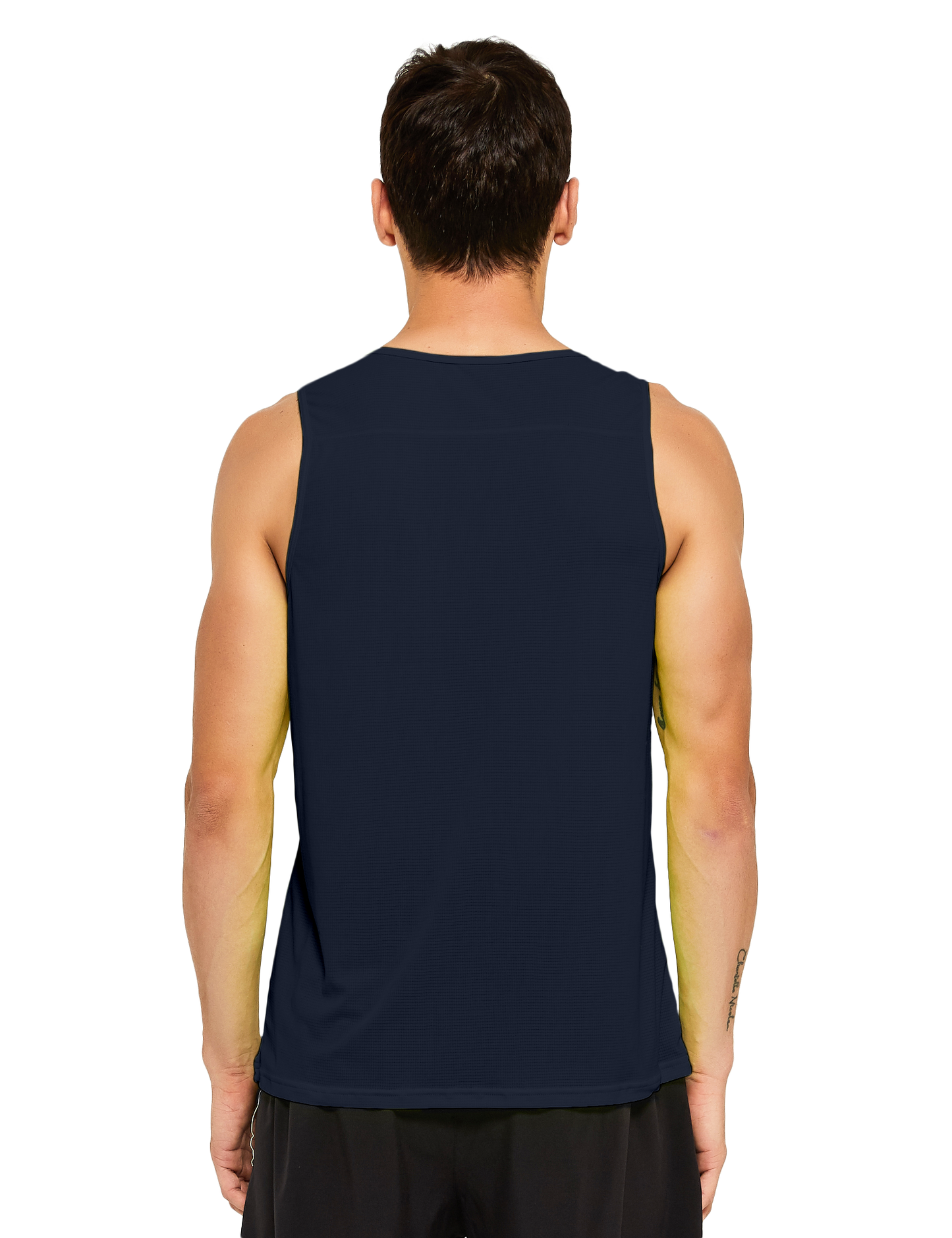 mens running athletic workout tank top navy blue