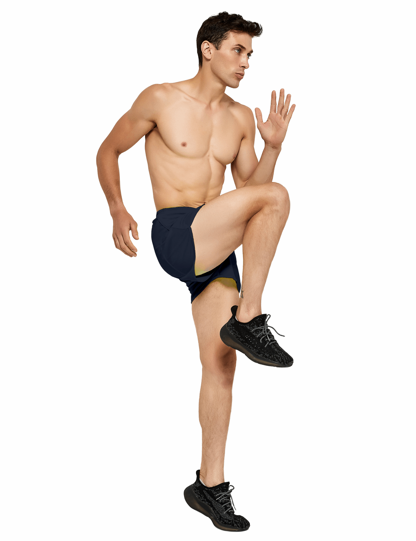 mens 3 inch navy blue running shorts