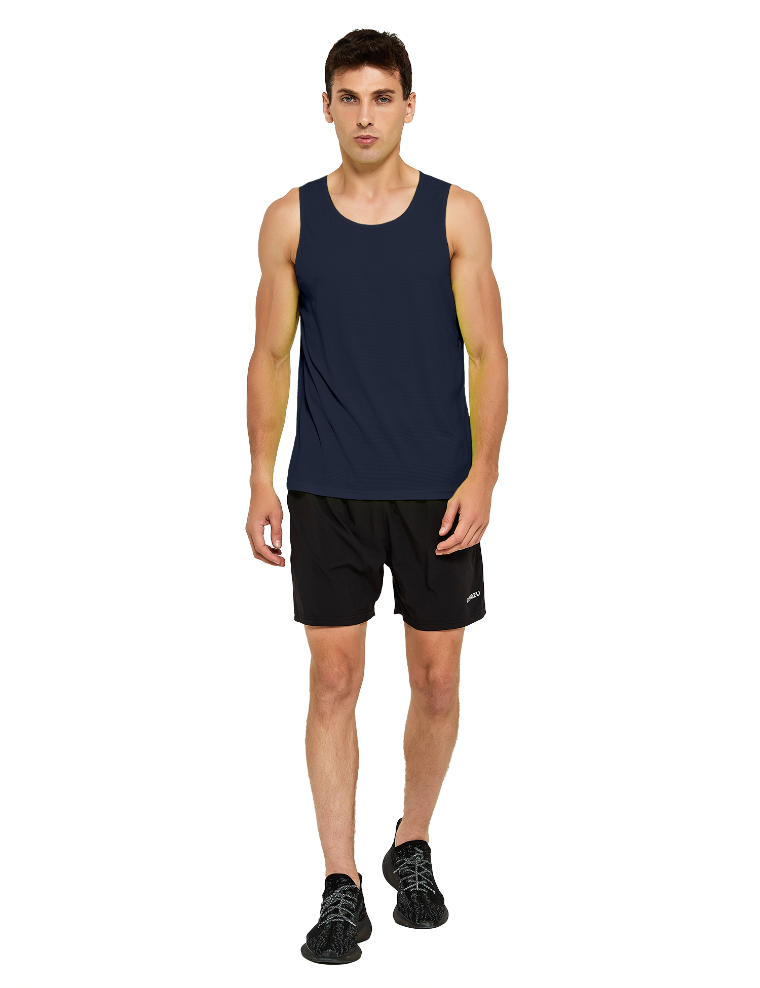 mens running athletic workout tank top navy blue