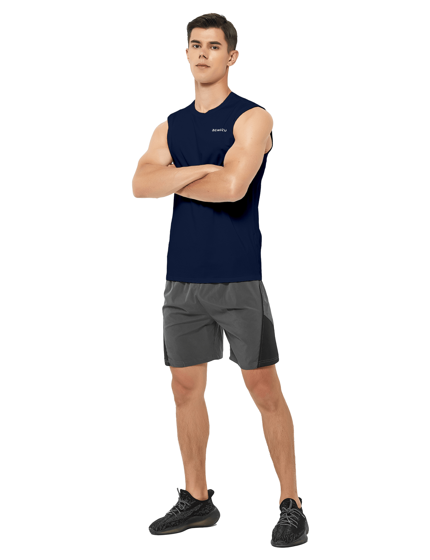 mens sleeveless workout swim shirts navy blue