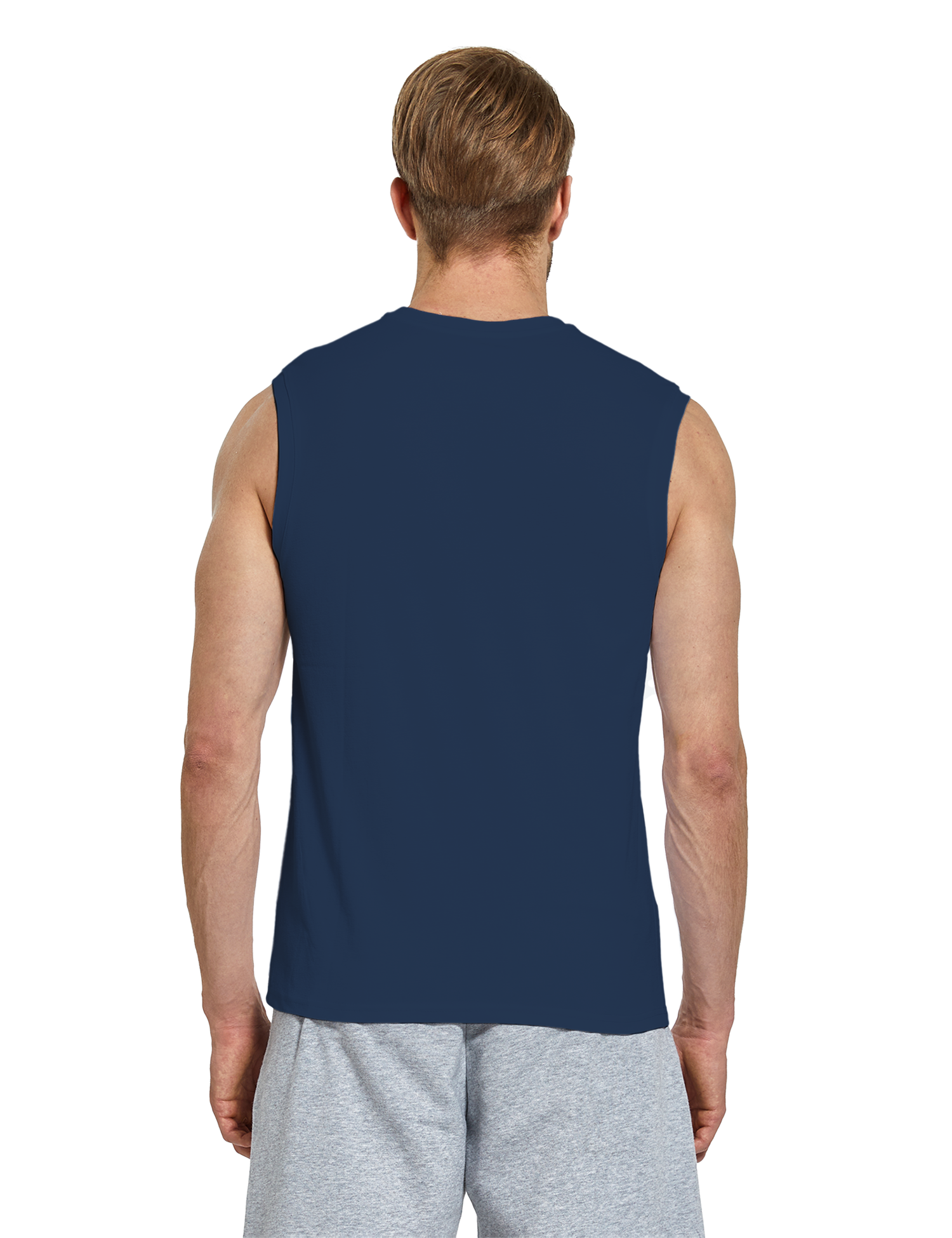 mens sleeveless shirts navy blue