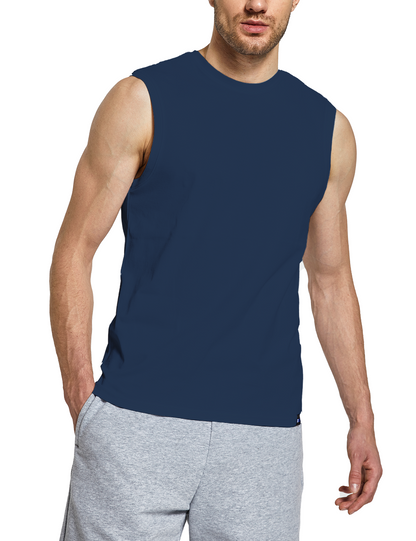 mens sleeveless shirts navy blue