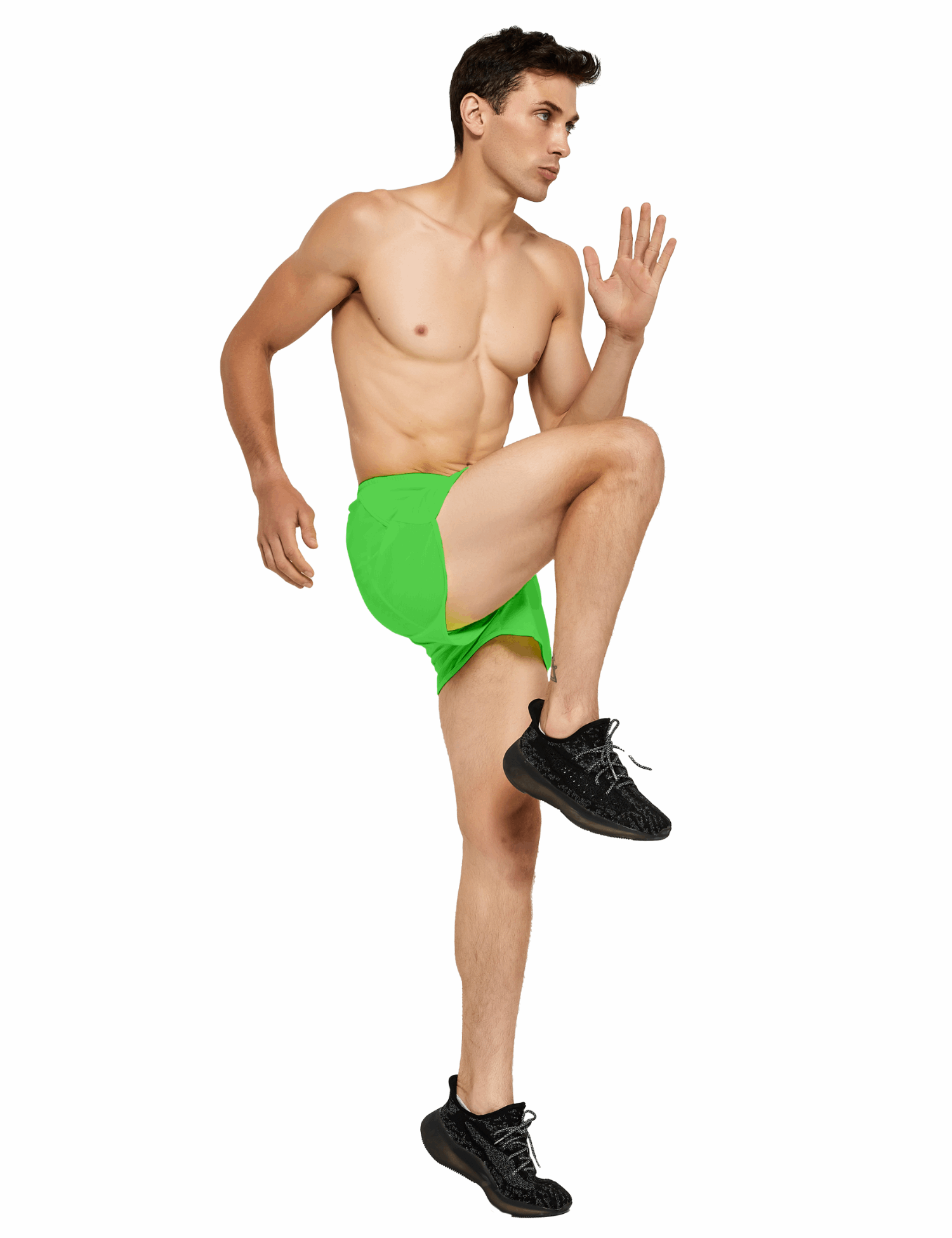 mens 3 inch neon green running shorts