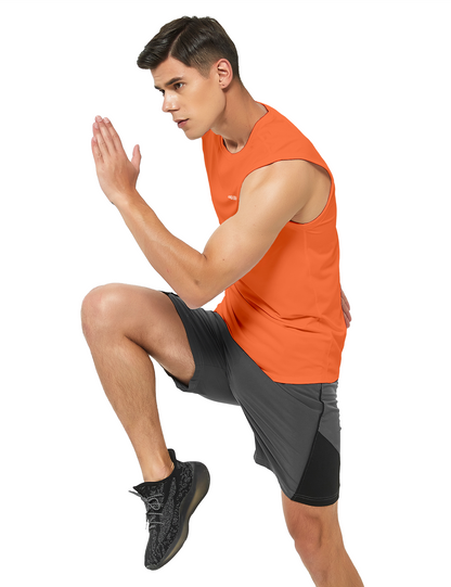 mens sleeveless workout swim shirts neon orange