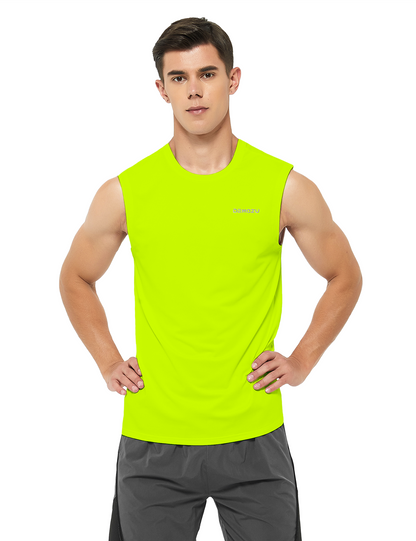 mens sleeveless workout swim shirts neon yellow