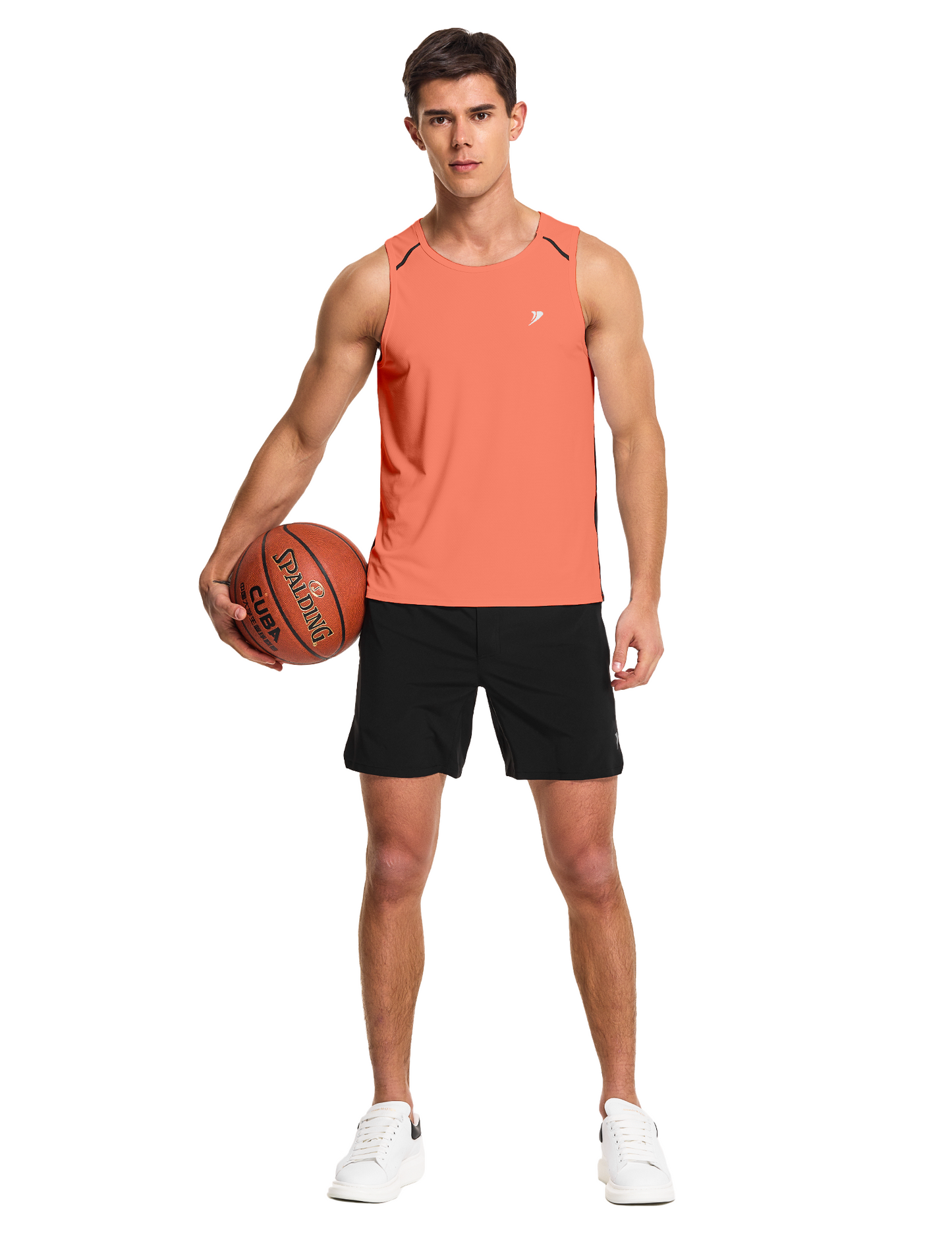 mens running workout gym swim tank top neon orange