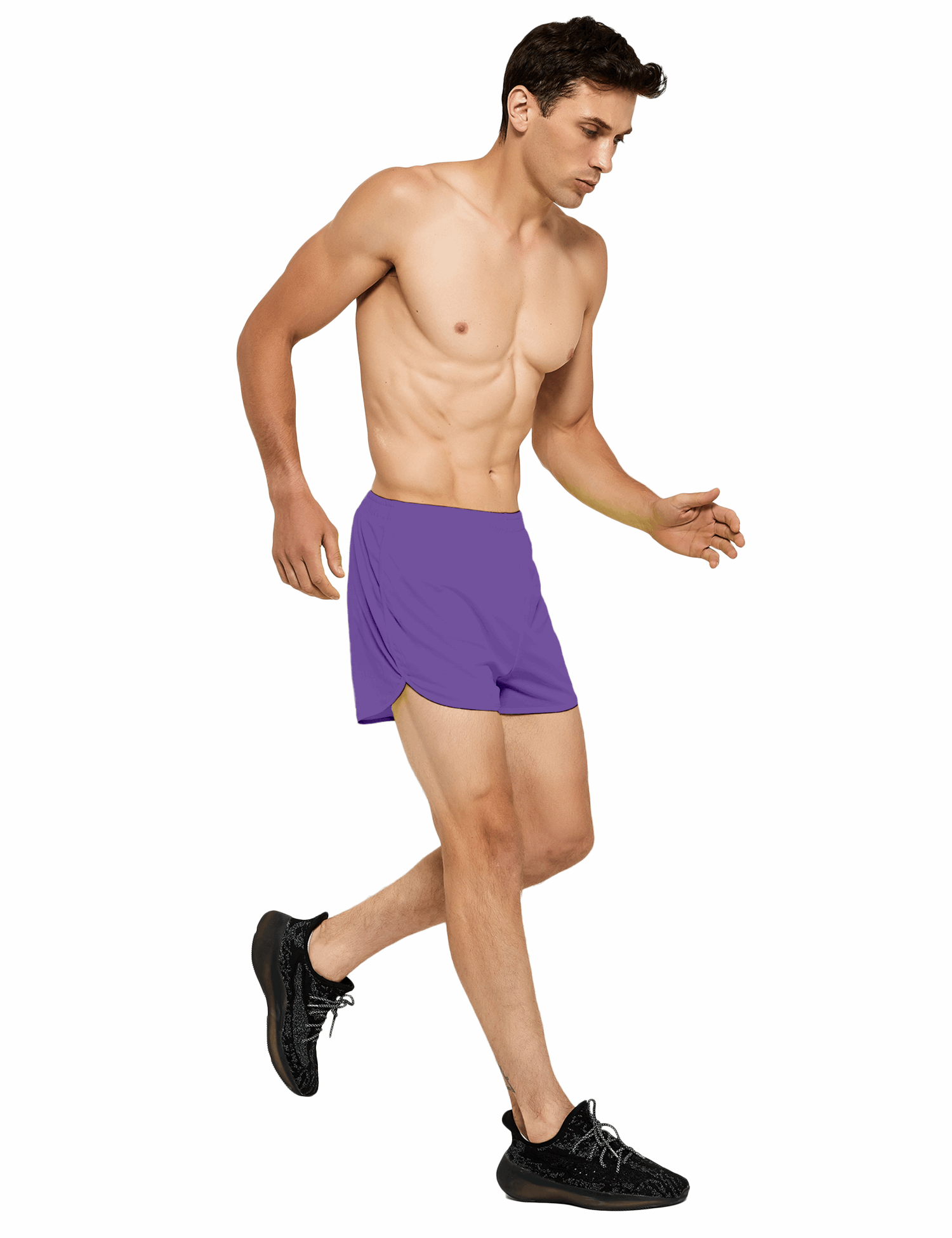 mens 3 inch purple running shorts