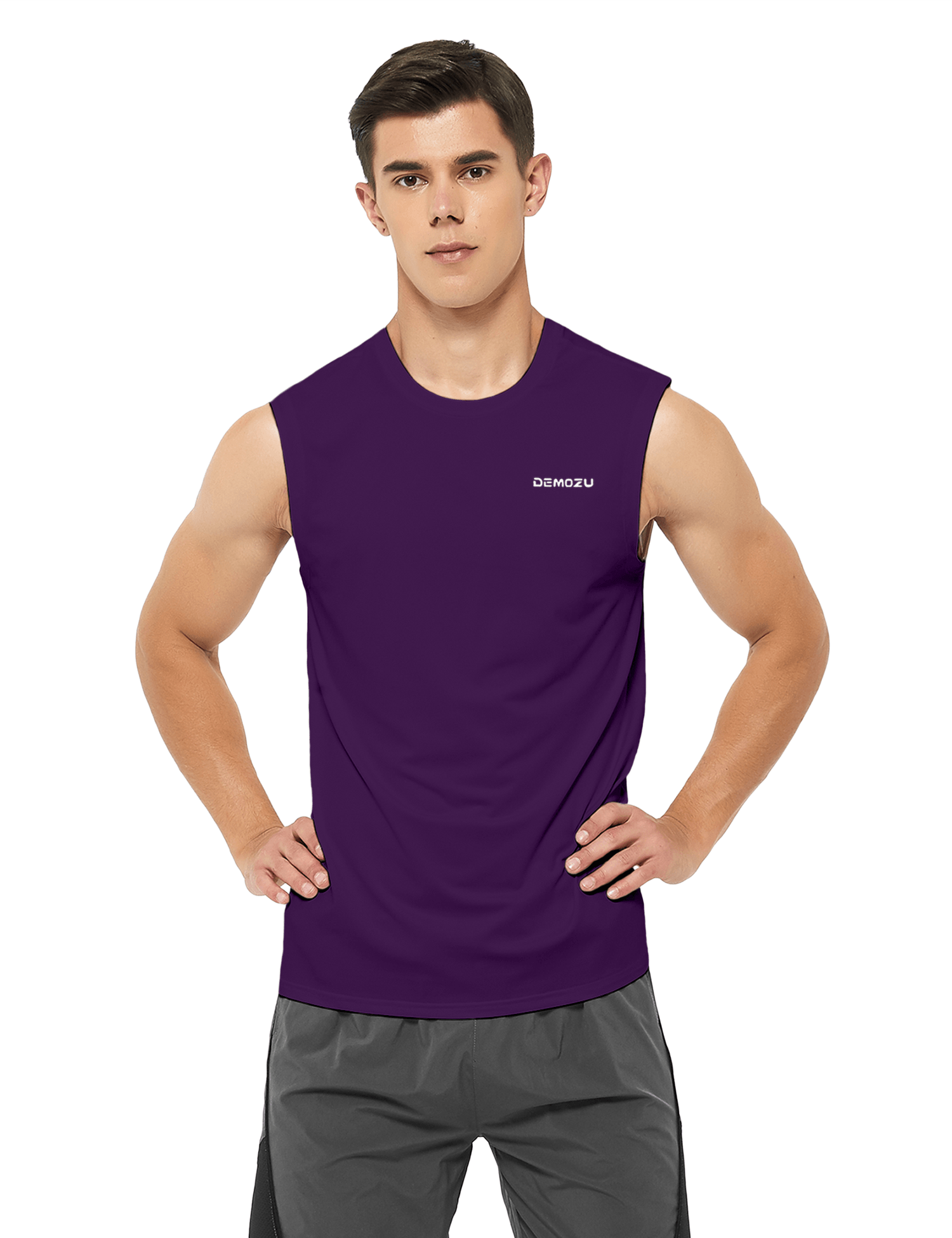 mens sleeveless workout swim shirts purple