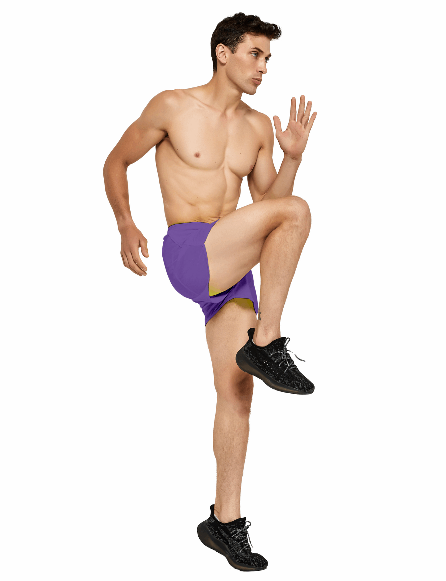 mens 3 inch purple running shorts