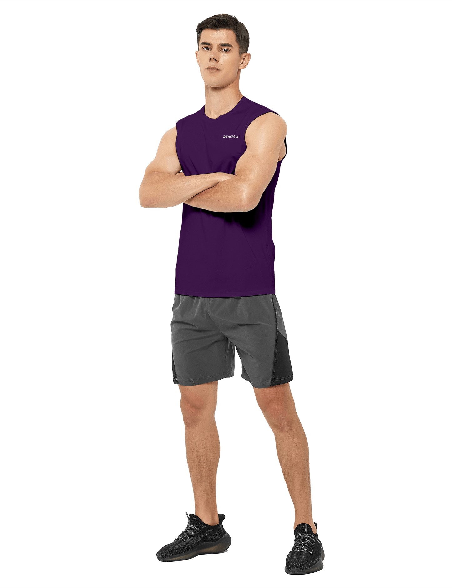 mens sleeveless workout swim shirts purple