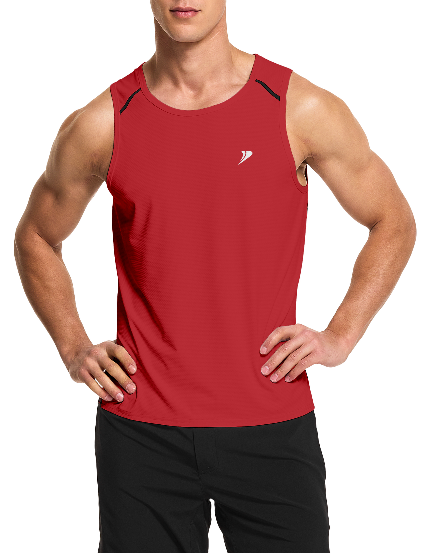 mens running workout gym swim tank top red