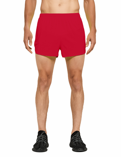 mens 3 inch red running shorts
