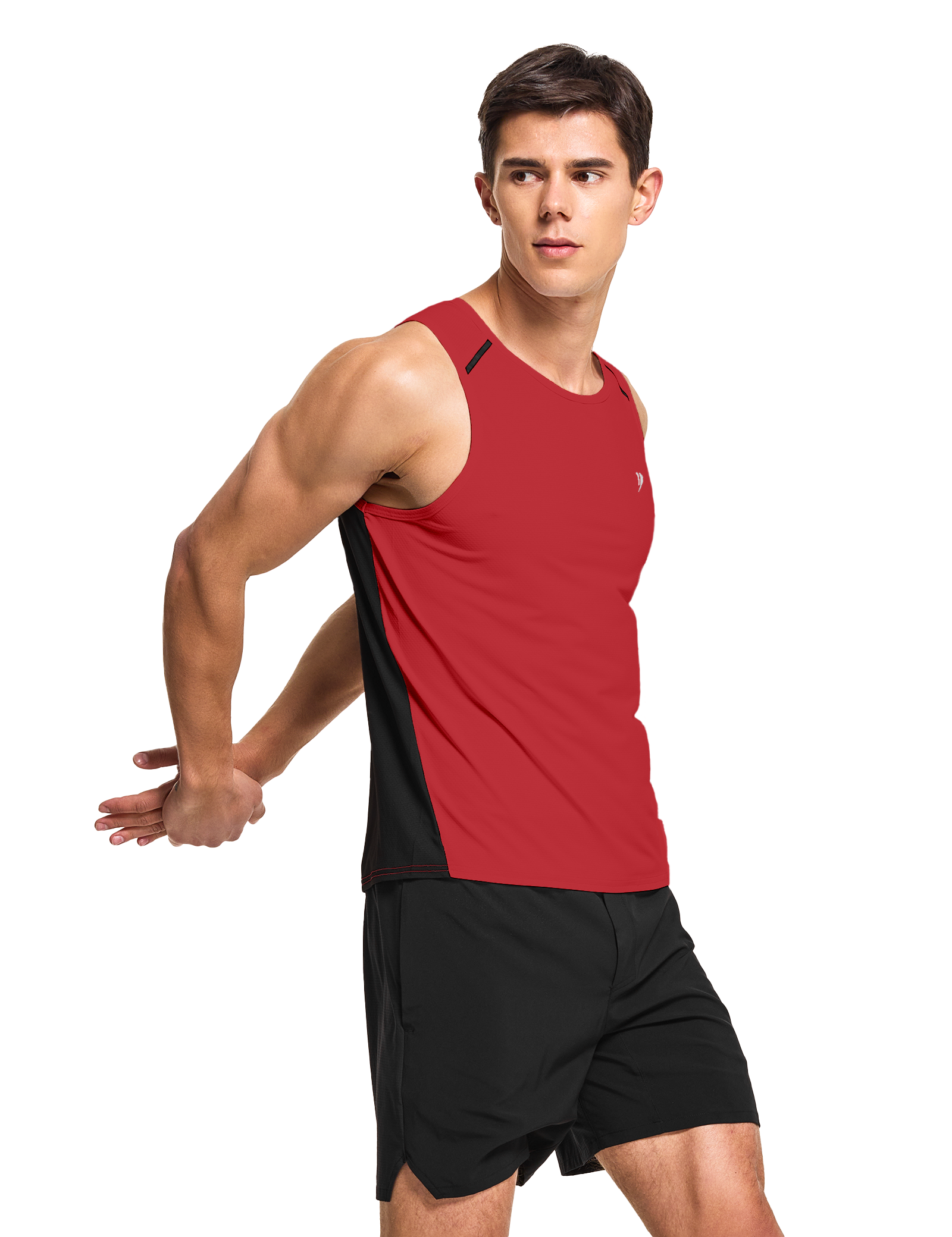 mens running workout gym swim tank top red