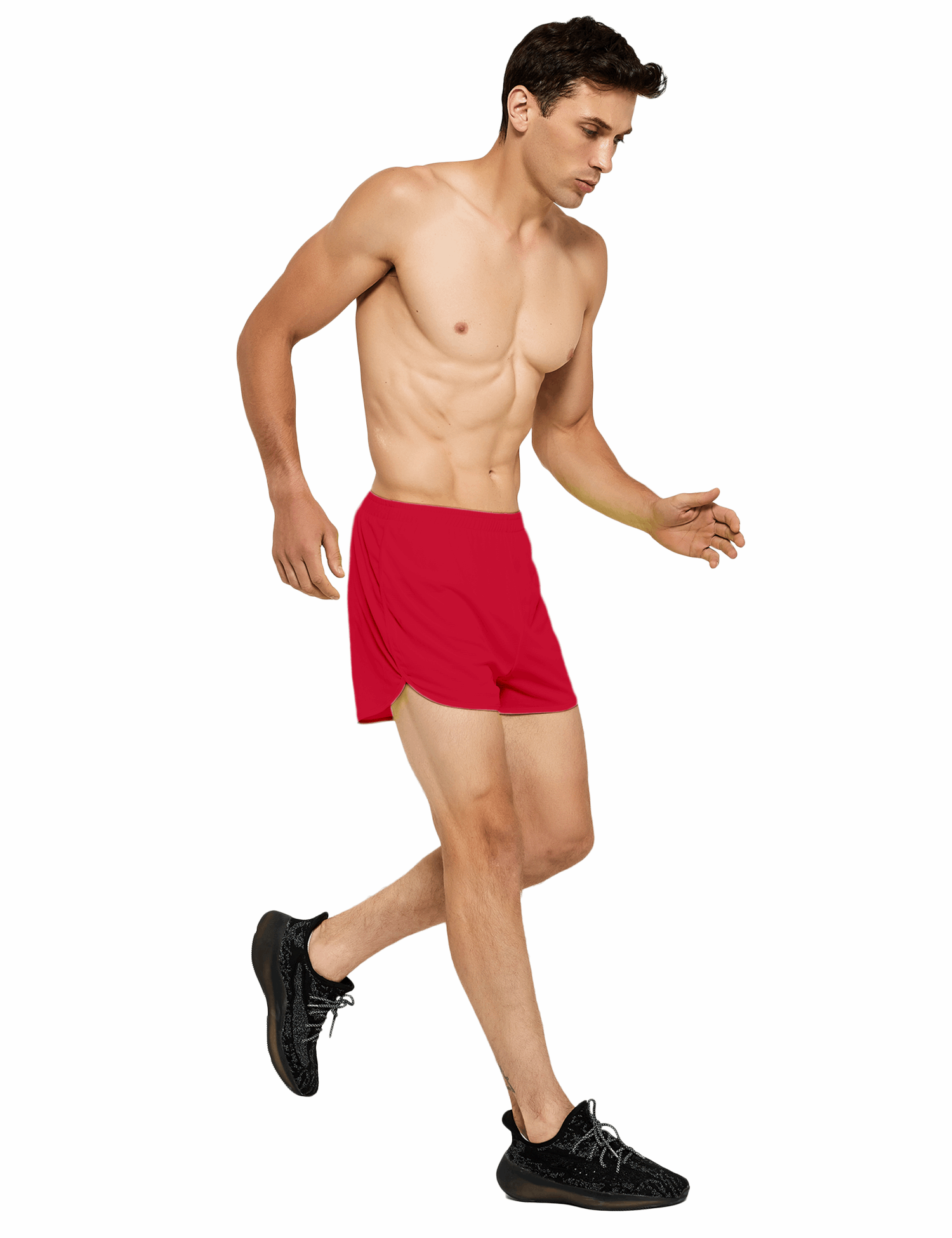 mens 3 inch red running shorts