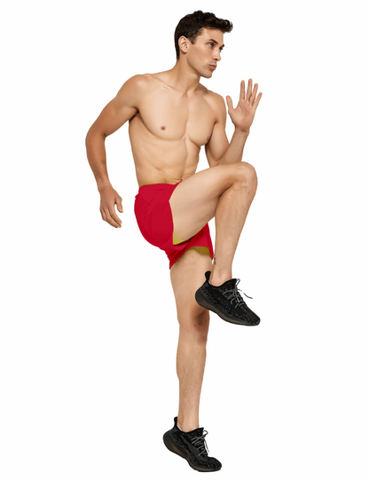 mens 3 inch red running shorts