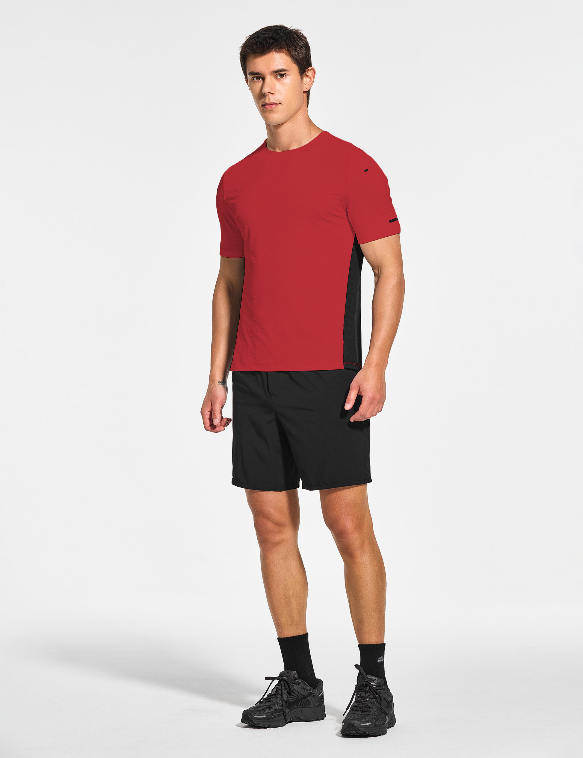 mens shorts sleeve workout running tennis gym swim shirts regular & big and tall red