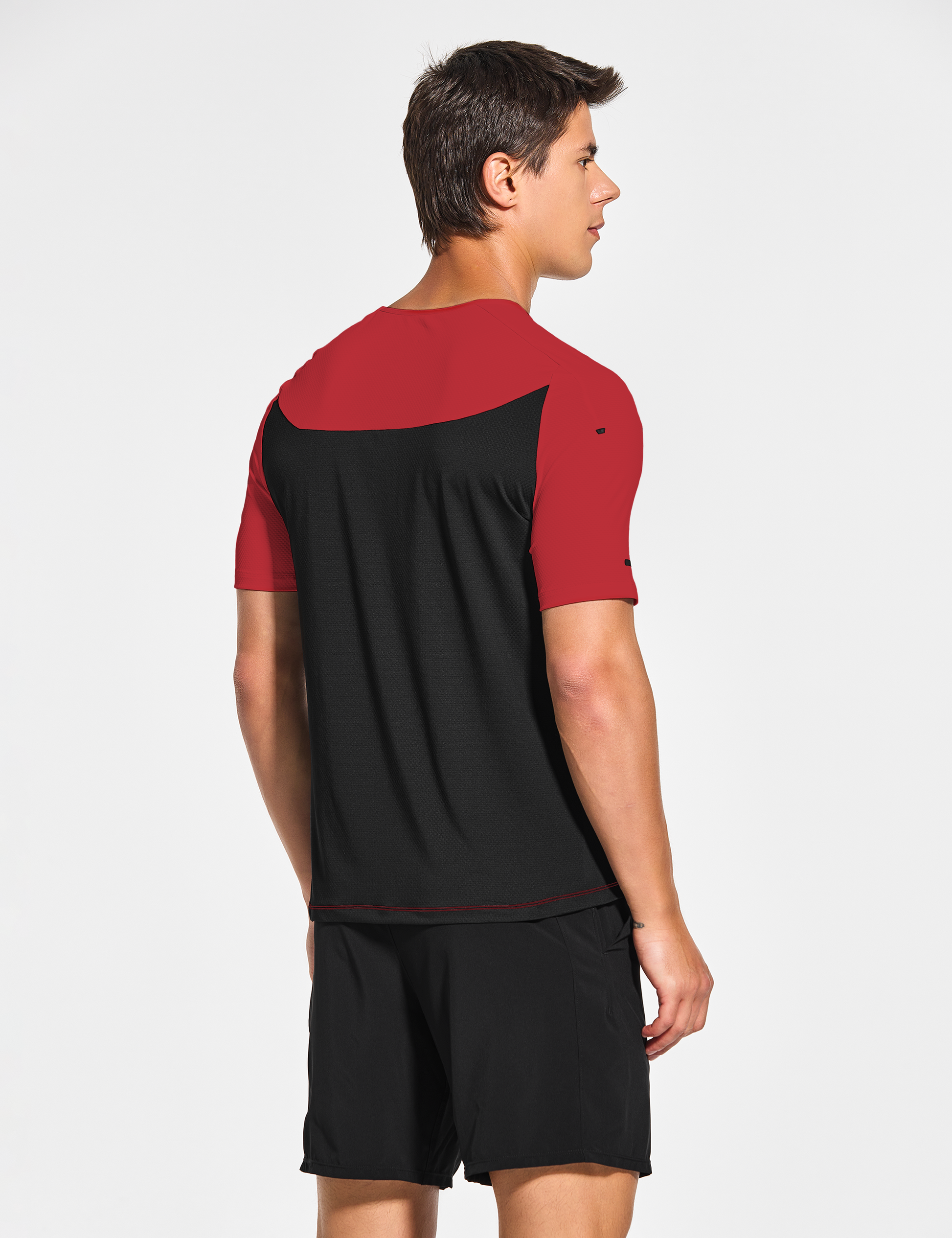 mens shorts sleeve workout running tennis gym swim shirts regular & big and tall red