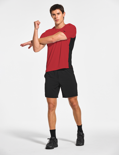 mens shorts sleeve workout running tennis gym swim shirts regular & big and tall red