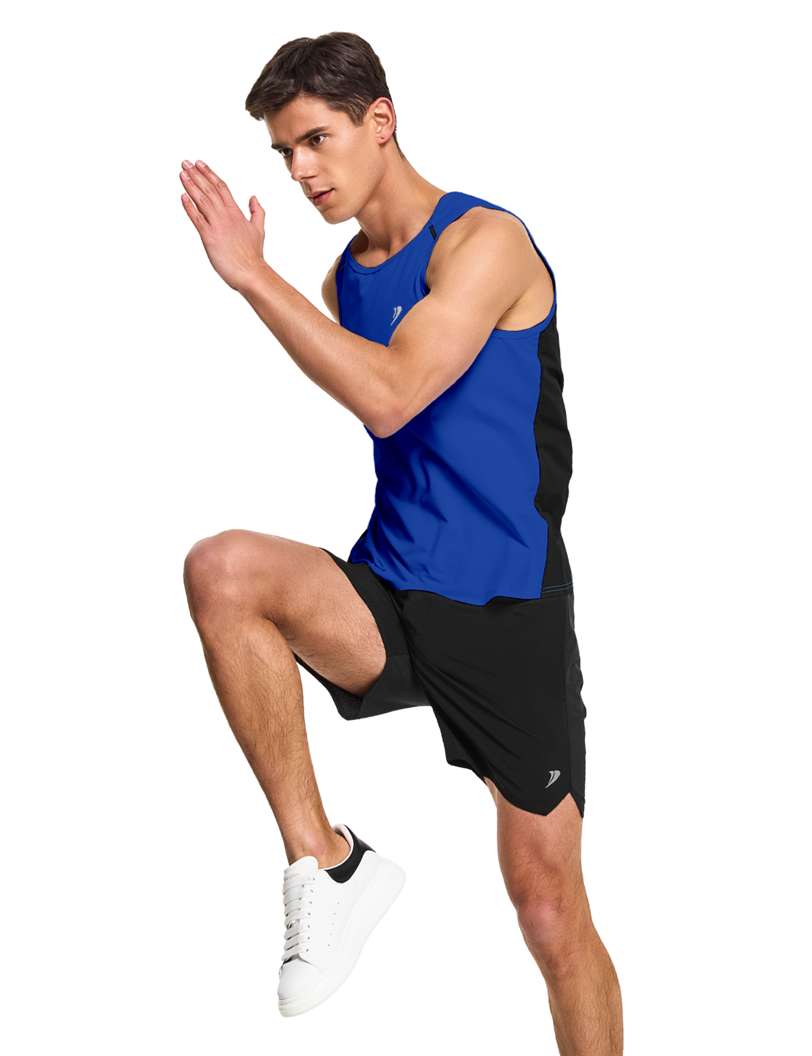 mens running workout gym swim tank top royal blue