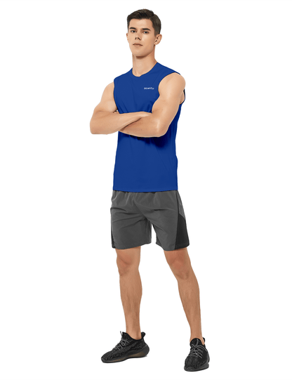 mens sleeveless workout swim shirts royal blue