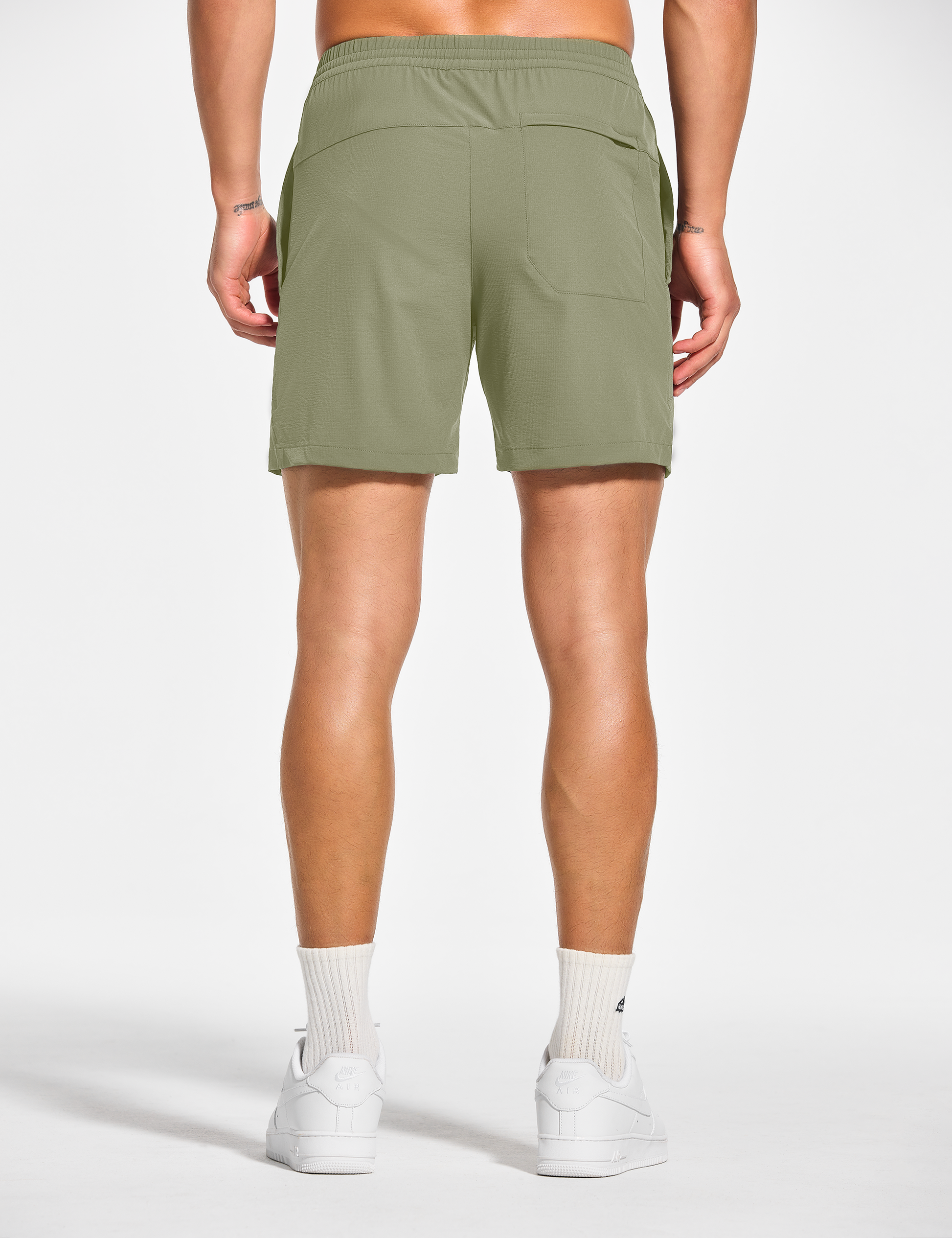 mens 5 inch workout casual running gym tennis shorts with pockets no liner sage green