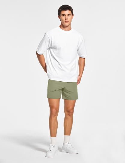 mens 5 inch workout casual running gym tennis shorts with pockets no liner sage green