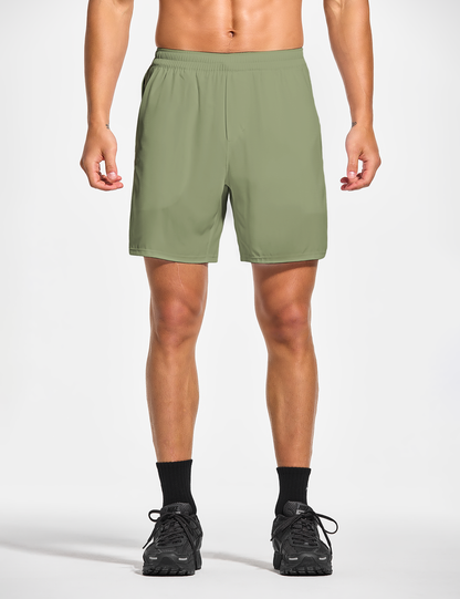 mens 7 inch lined workout running tennis gym shorts with pockets sage green