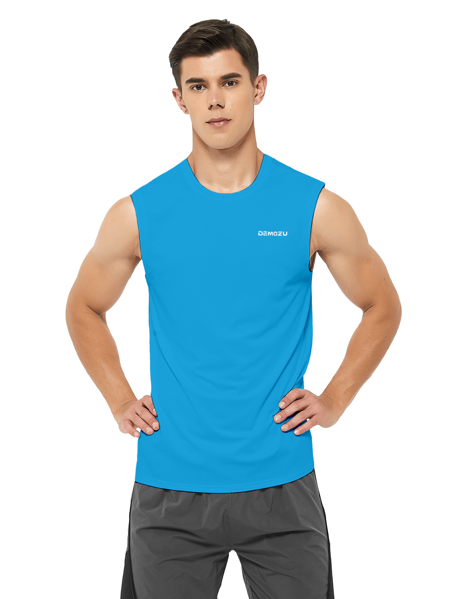 mens sleeveless workout swim shirts sky blue