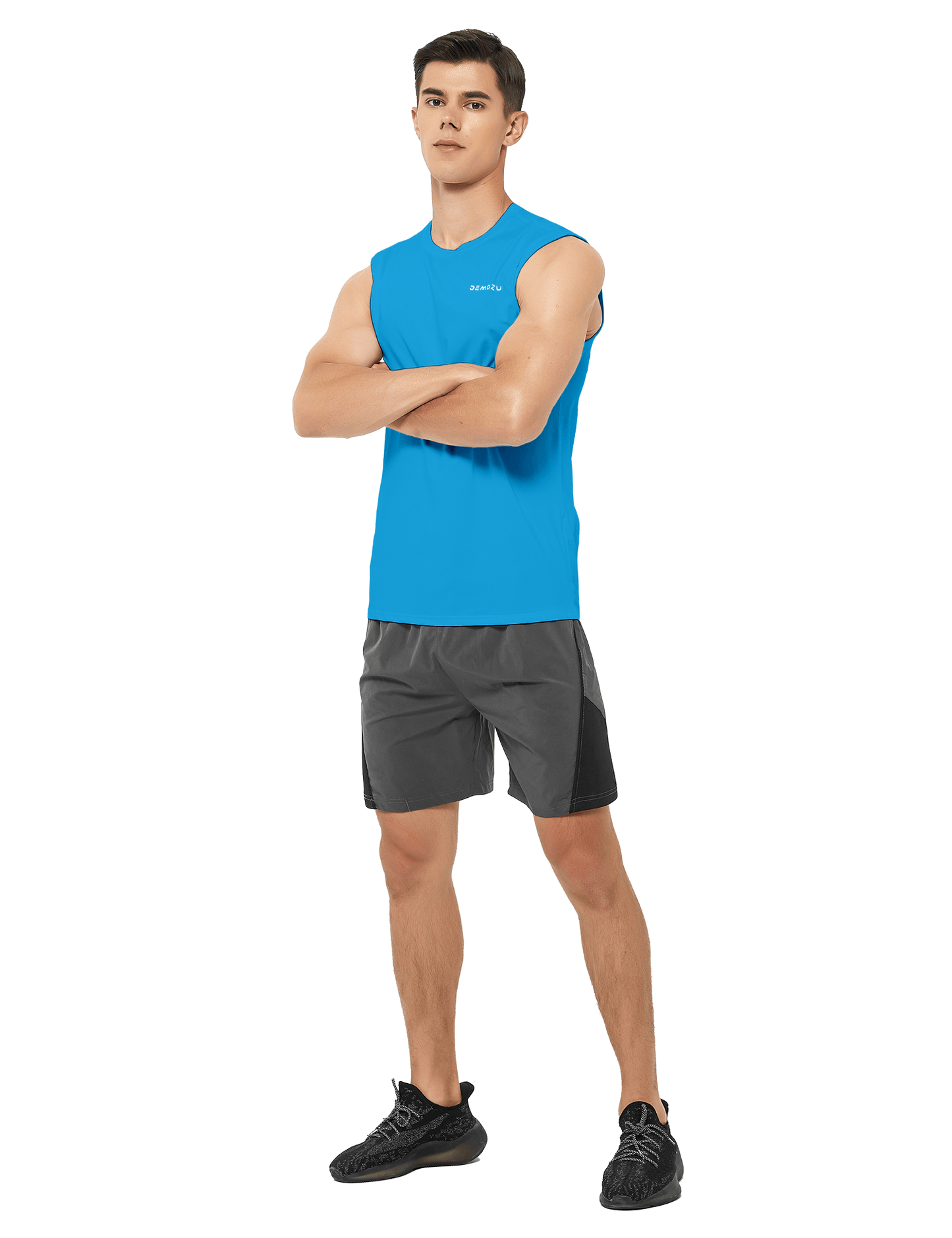 mens sleeveless workout swim shirts sky blue