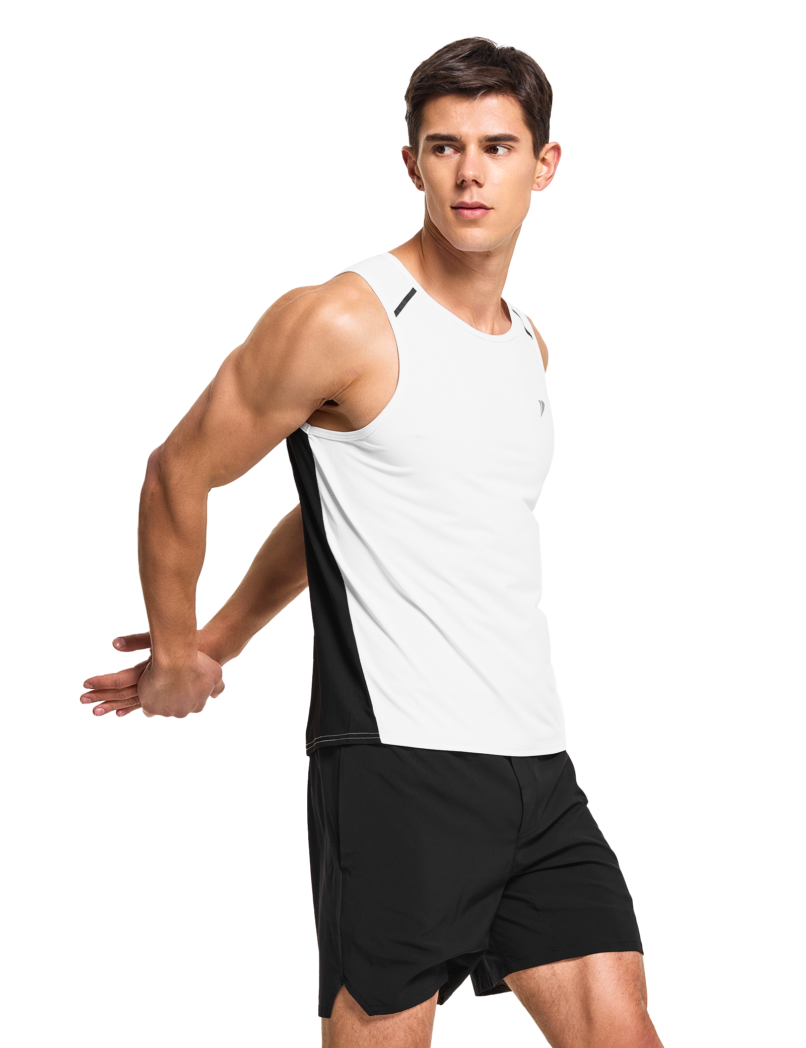 mens running workout gym swim tank top white
