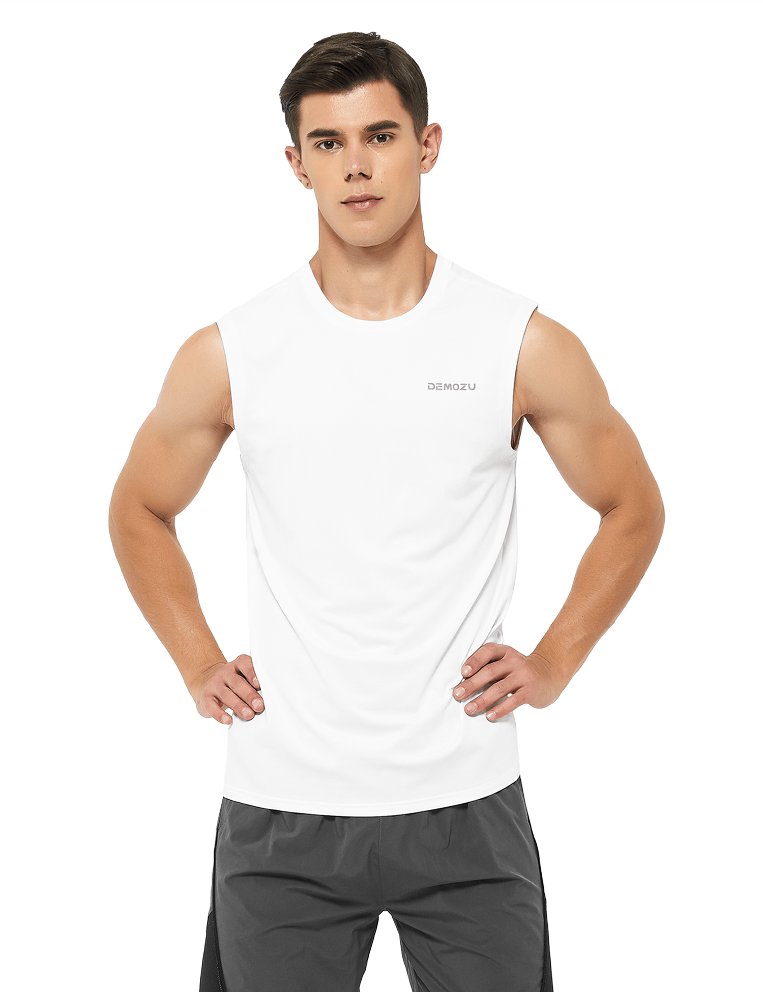 mens sleeveless workout swim shirts white