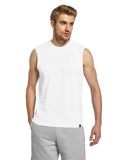 mens sleeveless shirts white