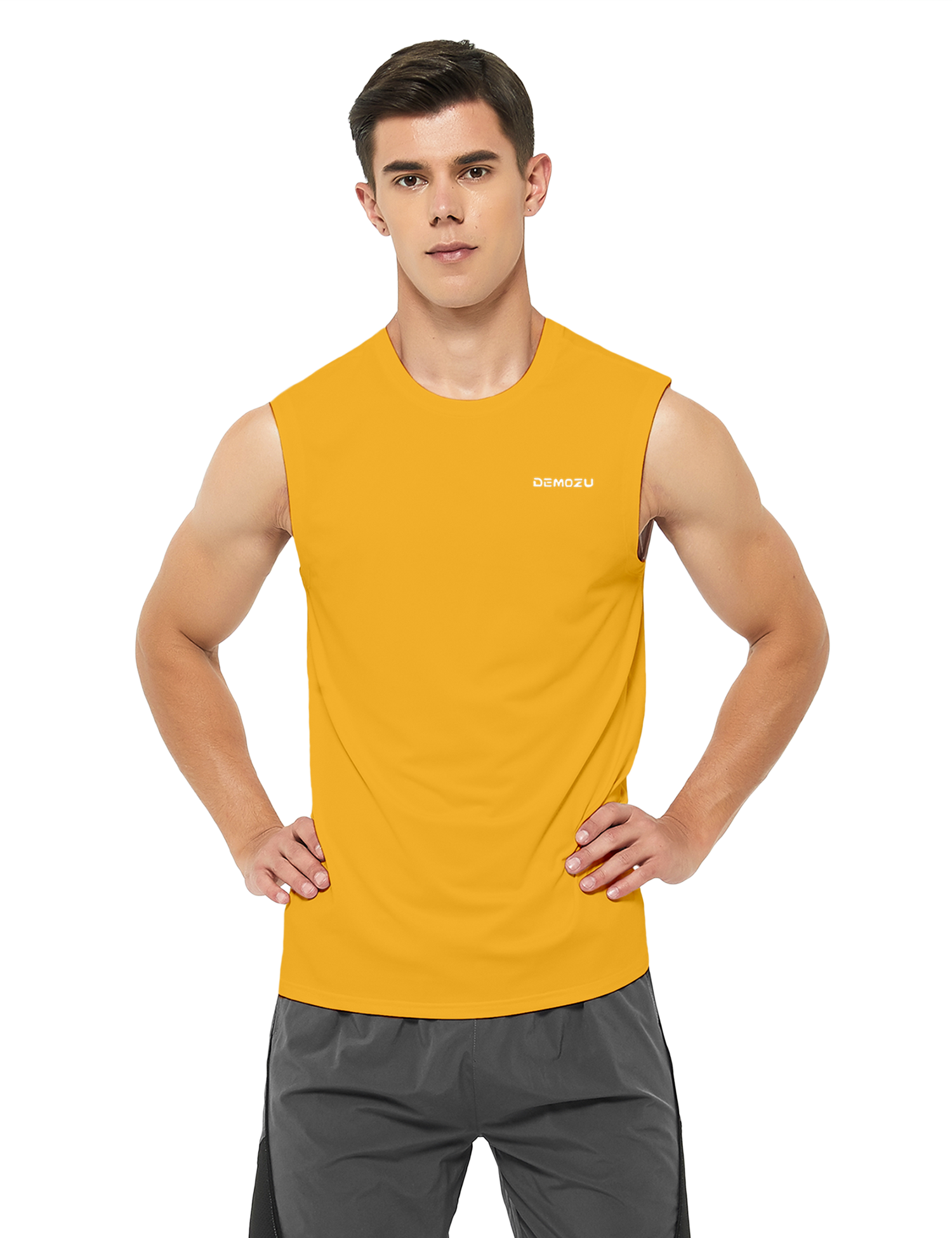 mens sleeveless workout swim shirts yellow