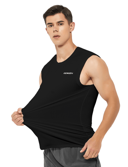 mens sleeveless workout swim shirts black