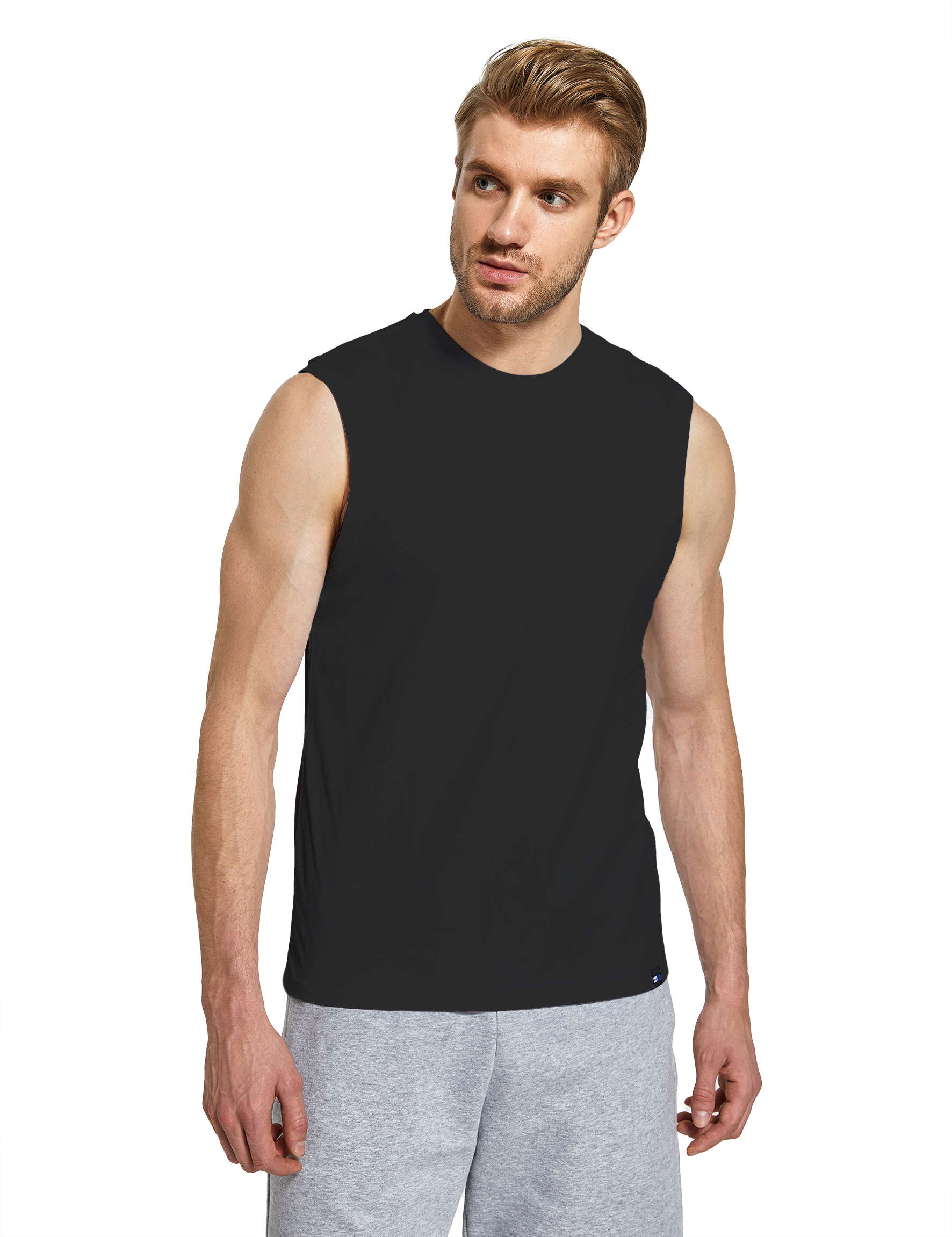 mens sleeveless shirts black