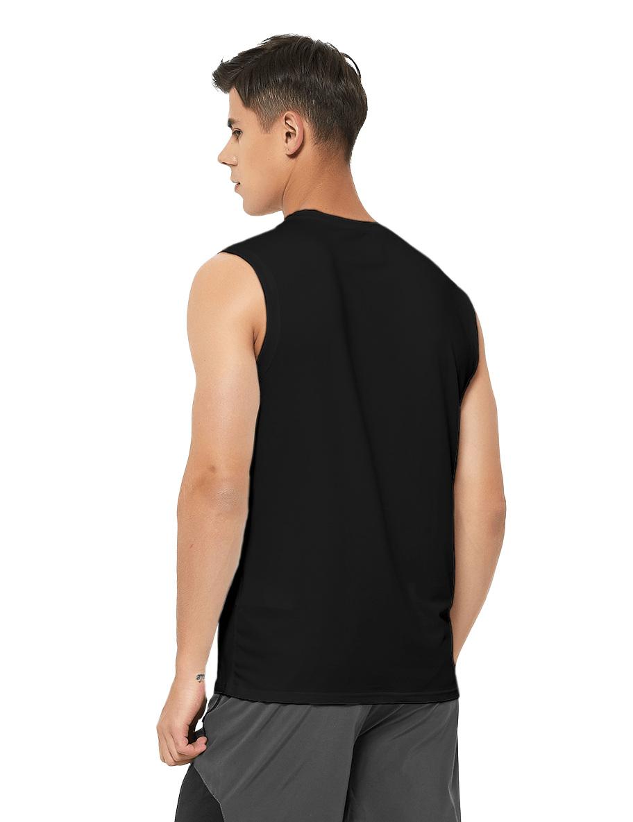 mens sleeveless workout swim shirts black