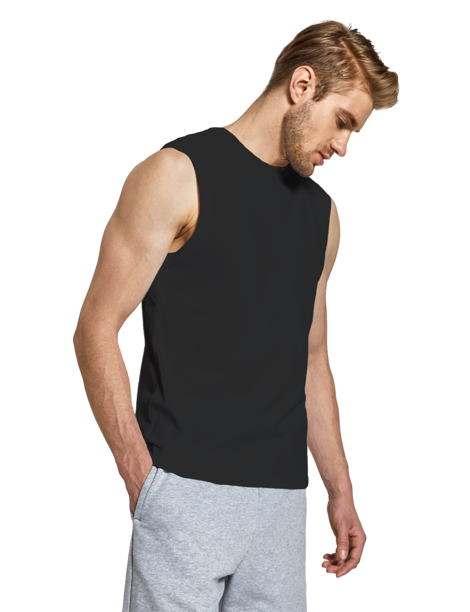 mens sleeveless shirts black