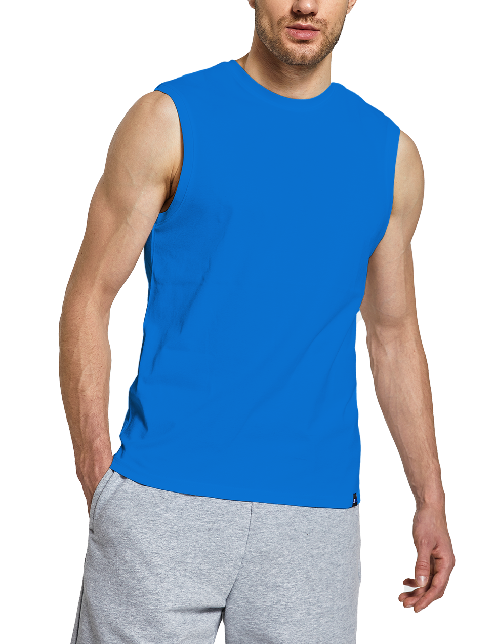 mens sleeveless shirts blue