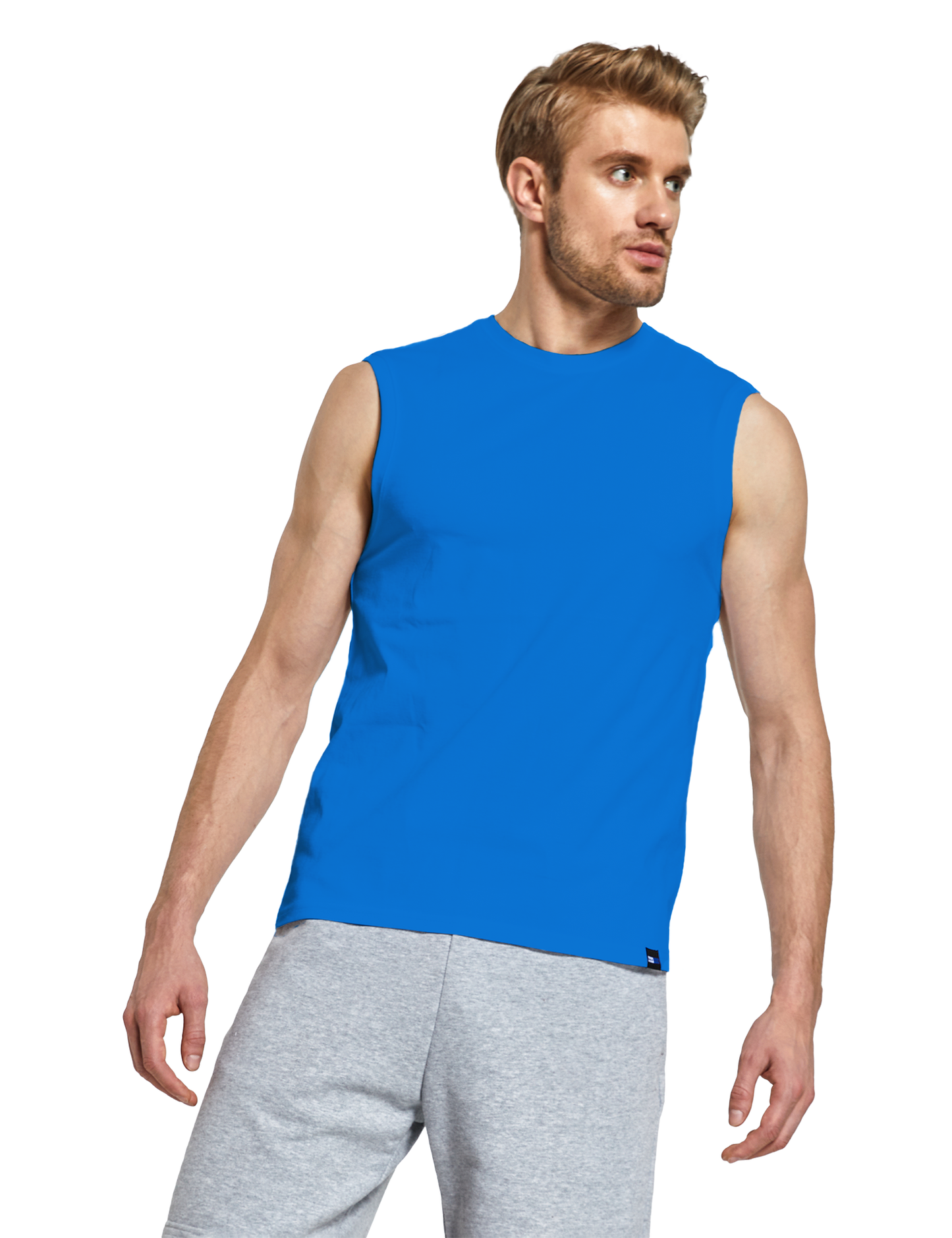 mens sleeveless shirts blue