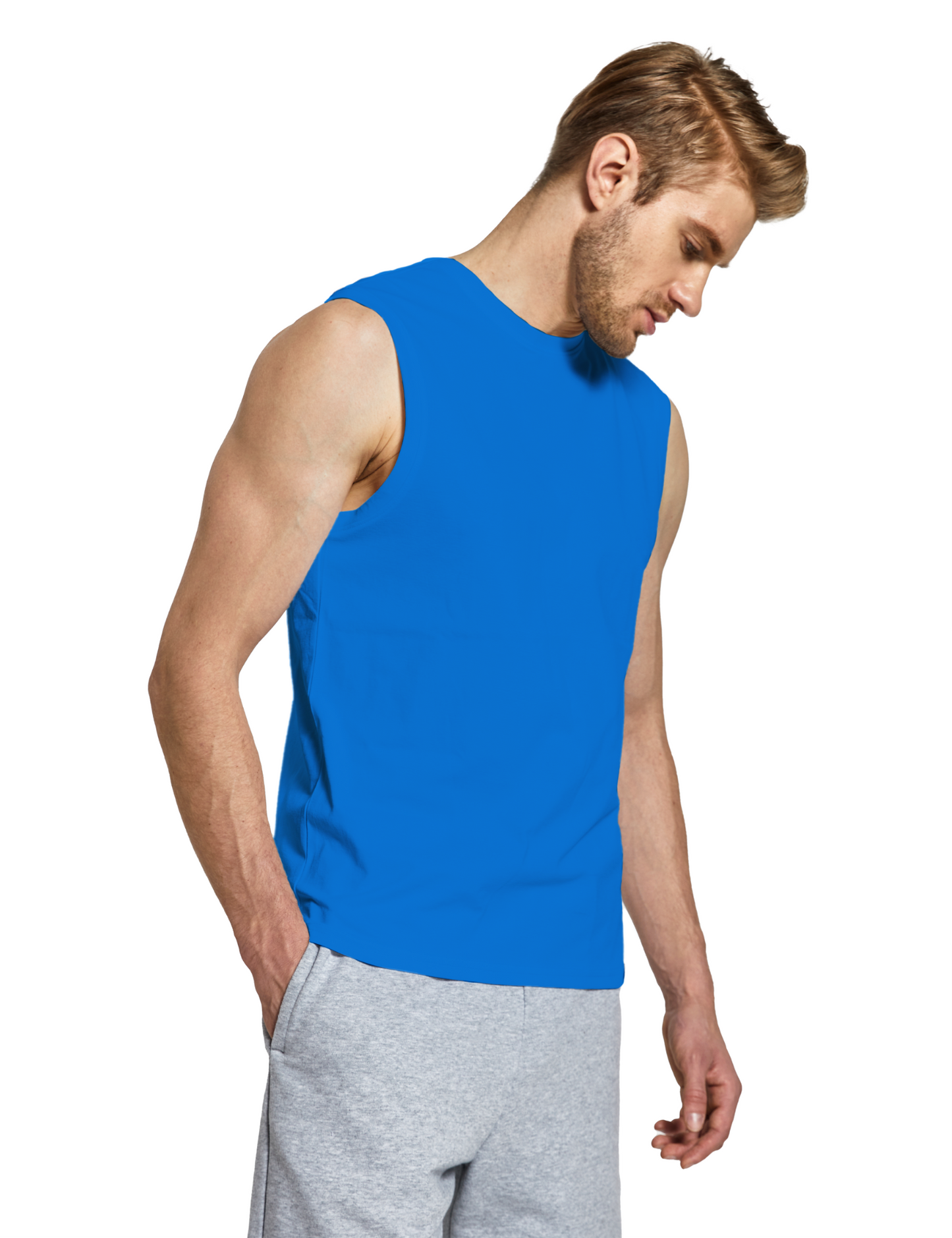 mens sleeveless shirts blue