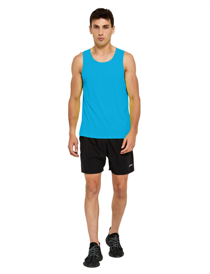 mens neon running athletic workout tank top blue